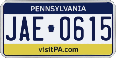 PA license plate JAE0615