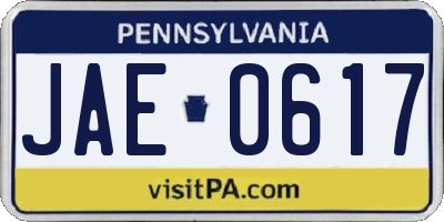 PA license plate JAE0617
