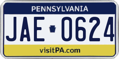 PA license plate JAE0624