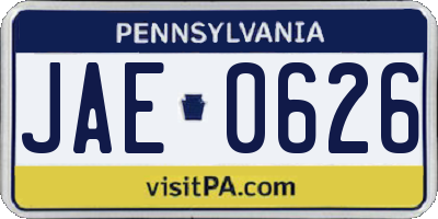 PA license plate JAE0626