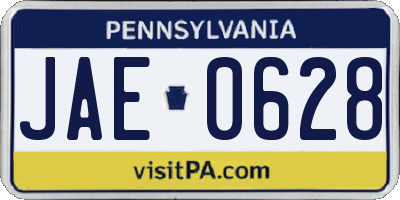 PA license plate JAE0628
