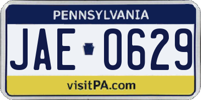 PA license plate JAE0629