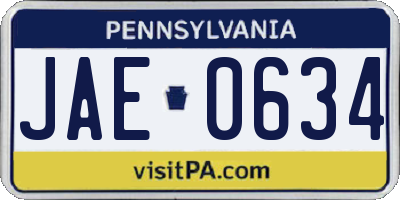 PA license plate JAE0634