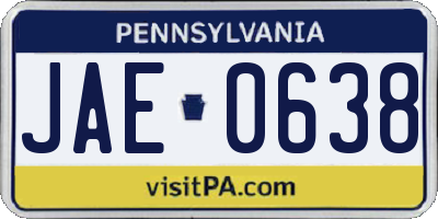 PA license plate JAE0638