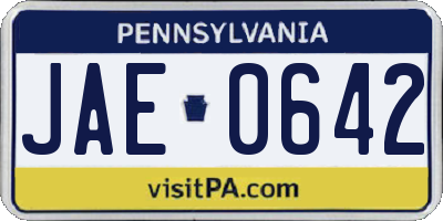 PA license plate JAE0642