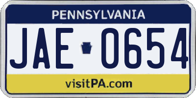 PA license plate JAE0654