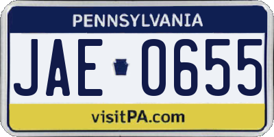 PA license plate JAE0655