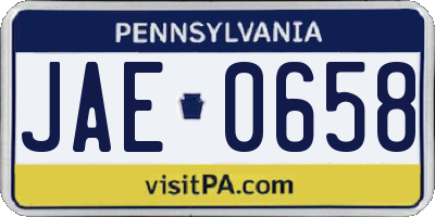 PA license plate JAE0658