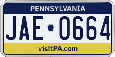 PA license plate JAE0664