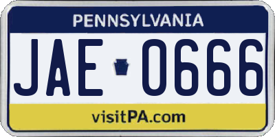 PA license plate JAE0666