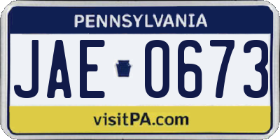 PA license plate JAE0673