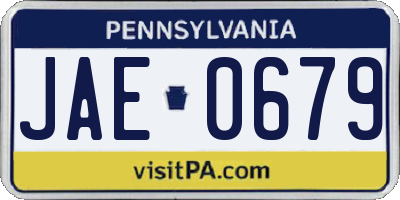 PA license plate JAE0679