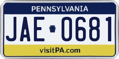 PA license plate JAE0681