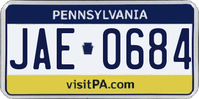 PA license plate JAE0684