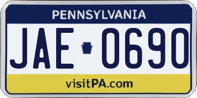 PA license plate JAE0690