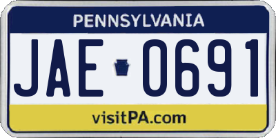 PA license plate JAE0691