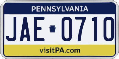 PA license plate JAE0710
