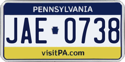 PA license plate JAE0738