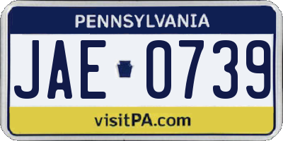 PA license plate JAE0739