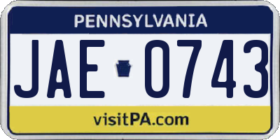 PA license plate JAE0743