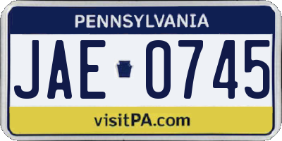 PA license plate JAE0745