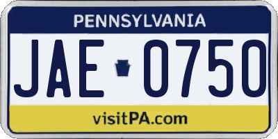 PA license plate JAE0750