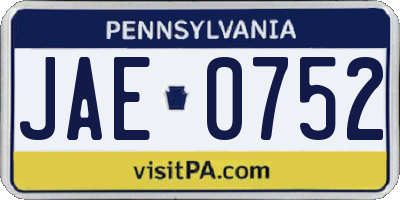 PA license plate JAE0752