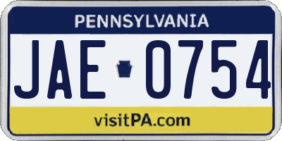 PA license plate JAE0754