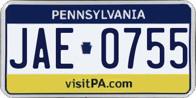 PA license plate JAE0755