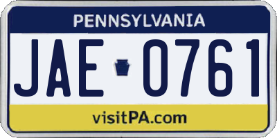 PA license plate JAE0761