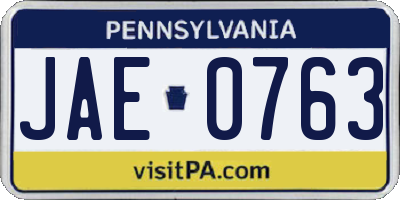PA license plate JAE0763