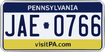 PA license plate JAE0766