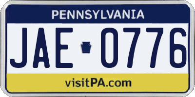 PA license plate JAE0776