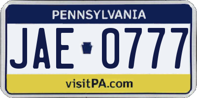 PA license plate JAE0777