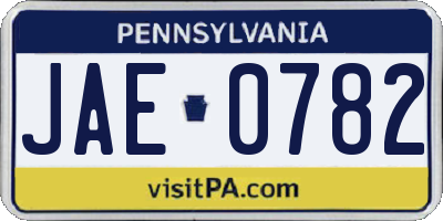 PA license plate JAE0782