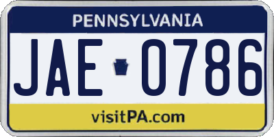 PA license plate JAE0786