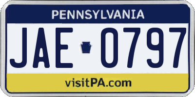 PA license plate JAE0797