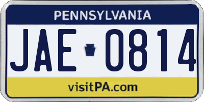 PA license plate JAE0814
