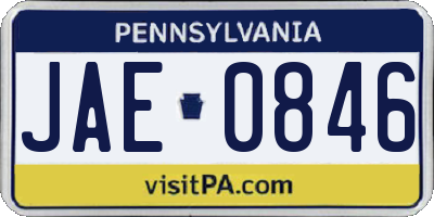 PA license plate JAE0846