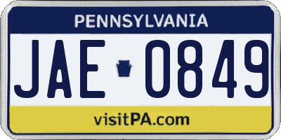 PA license plate JAE0849