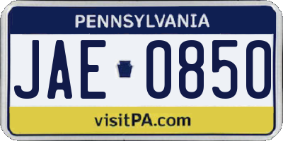 PA license plate JAE0850