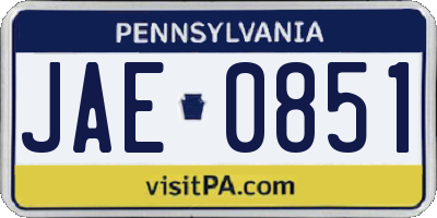 PA license plate JAE0851
