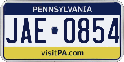 PA license plate JAE0854