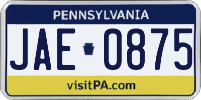 PA license plate JAE0875