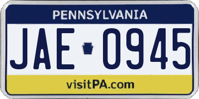 PA license plate JAE0945
