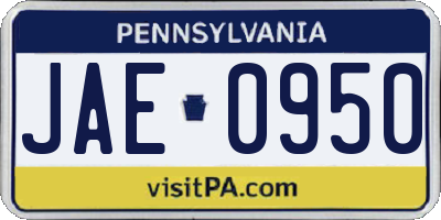 PA license plate JAE0950