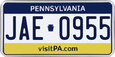 PA license plate JAE0955