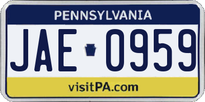 PA license plate JAE0959