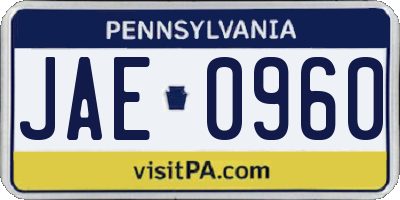 PA license plate JAE0960