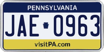 PA license plate JAE0963